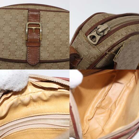 CELINE Macadam Canvas Shoulder Bag Beige Gold - Picture 11 of 12